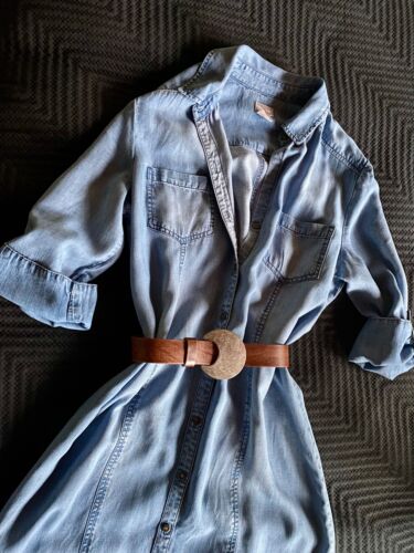 Maxi Dress Duster in Sunbleached Denim Lyocell Sz Med Western Festival Coastal