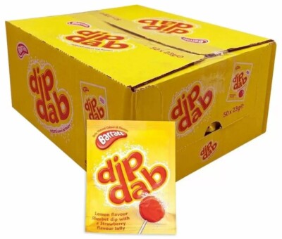 50x Barratt Sherbet Dip Tupfer Erdbeergeschmack Eintauchen Lolly 23g Retro Süßigkeiten