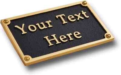 Personalised Solid Brass Plaque sign 10''x 6'' Rectangle - Your Custom Messa