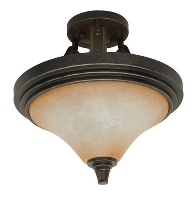 Golden Umber Dimmable LED Semi Flush Ceiling Light With Burnt Sienna Glass $204
