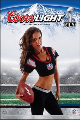 12x8in Metal Sign Coors Light NFL Super Bowl XLV Poster Cheerleader Model