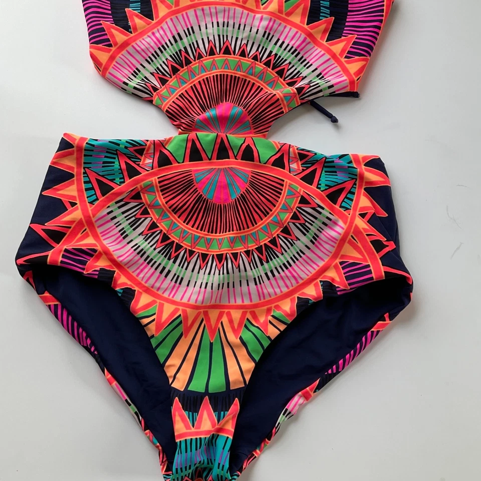 Traje de baño Mara Hoffman reversible con encaje trasero de una pieza Sunspoke azul marino nuevo sin etiquetas Foto 2 de 4