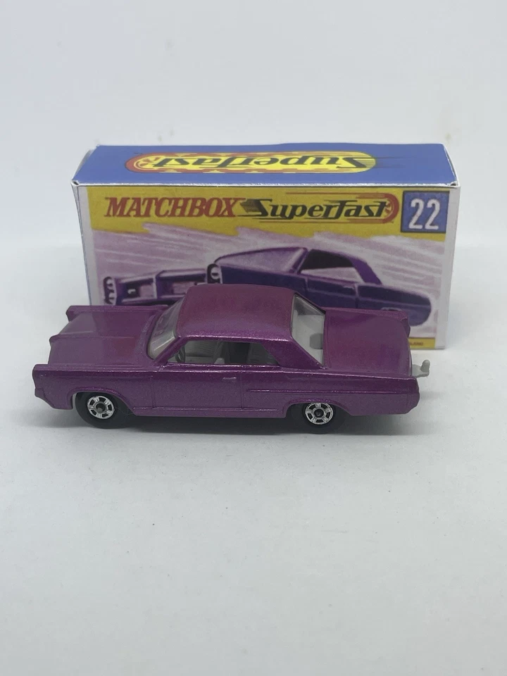 Lesney Matchbox #22 Phantom Custom Superfast Purple Pontiac Coupe Repro Box. - Image 2 of 4