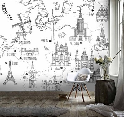 3D Hand-drawn Landmark Building Wall Murals Wallpaper Murals Wall Sticker