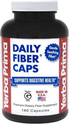 Yerba Prima Daily Fiber Caps - 180 Capsules - Soluble & Insoluble Dietary Fiber