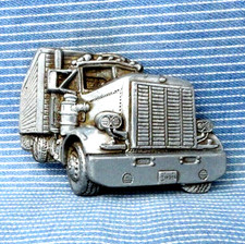 Semi Truck Belt Buckle Left Handed Trucker Transport 3D Style Vtg 80s   .B 114