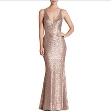 Dress The Population Harper Sequin Maxi Gown Dress Rose Gold Size Small