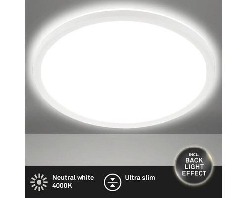 Led Deckenleuchte 18W 2400 Lm 4000 K Ø 29,3 Cm Slim Weiß + Backlight-image