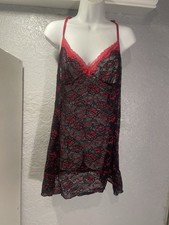 secret treasures nightgown Black Red Lace Racer Back Large/XL