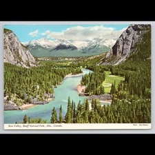 Vintage Postcard Banff Alberta Unposted Scenic View Historic Rivers Monument