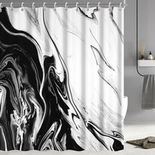 Black and White Shower Curtain, Modern 72"W x 72"L Pack of 1 Black white