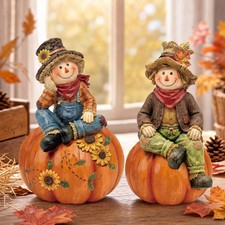 2-Piece Autumn Scarecrow Wooden Ornaments, Home, Party, Office Table Decorations