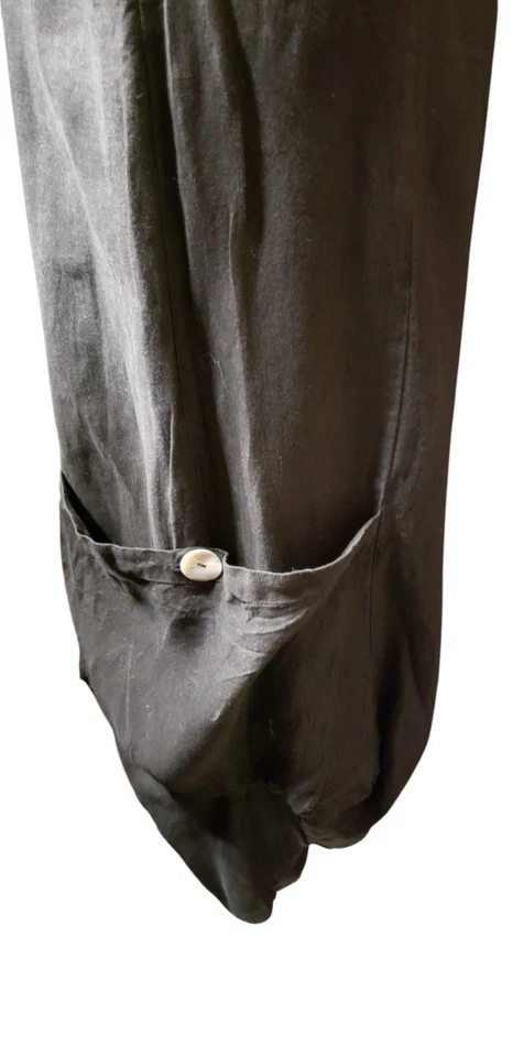 Pantalones harén Match Point 100 % lino, negros, talla mediana Foto 4 de 4