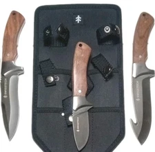 "Swiss Tech" Set Of 3: Hunting Knives. Beautiful 🔝 Quality 🔥 Price Holster Inc
