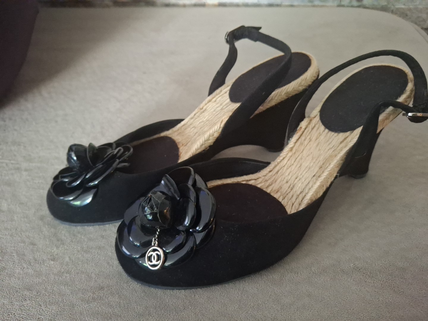 SAOLA CHANEL Camelia COCO sandali suola zeppa mules donna EU 38 US 7