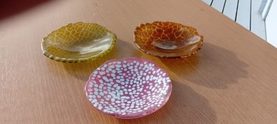 handgefertigtes einzigartiges Glasschalenset - Crackle und Spot Finishes