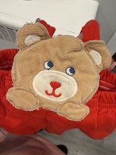 Vintage Carter  s 1980s Baby Overalls Shirt Outfit Teddy Bear Size 24 Months Red