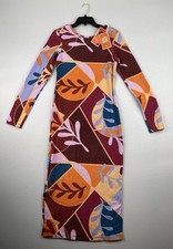 Latino Heritage Month Woman’s Multi Colored Knit Dress Side Slits Size MEDIUM