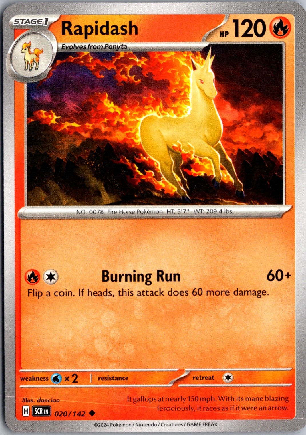 Rapidash Normal Uncommon SV07: Stellar Crown 020/142 NM