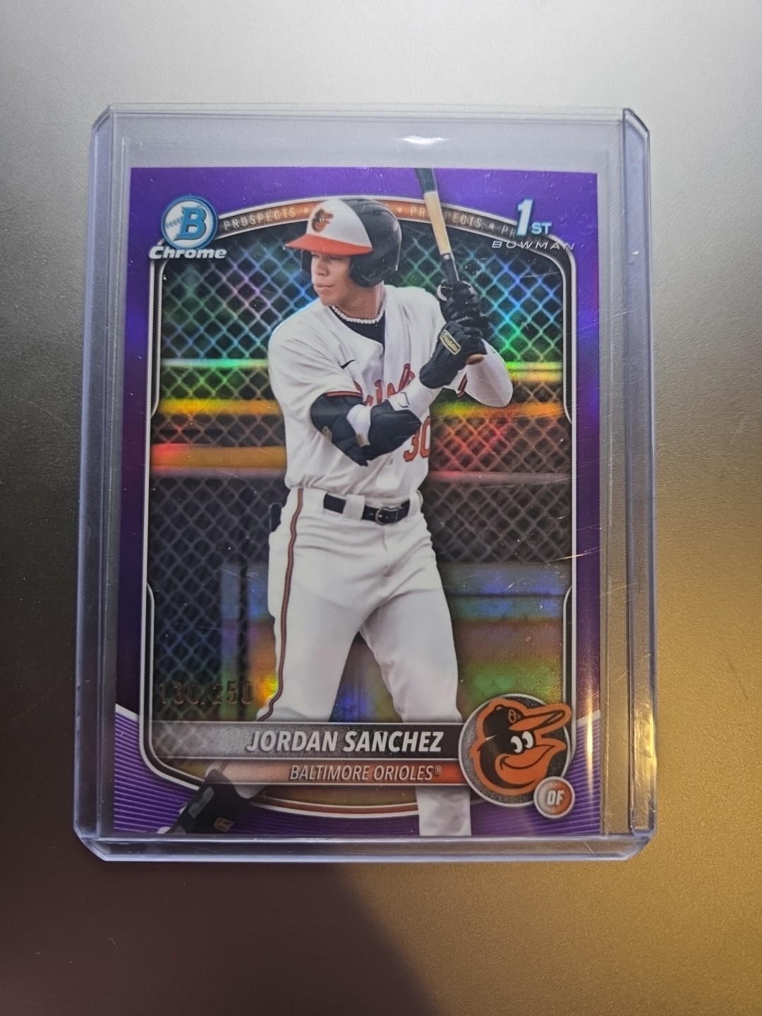 Jordan Sanchez 2025 Bowman Chrome 1st Purple Refractor /250 Orioles