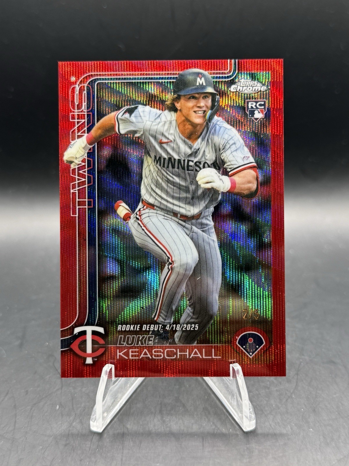 2025 Topps Chrome Update /5 Red Wave LUKE KEASCHALL Twins RC Rookie Debut SP MP1