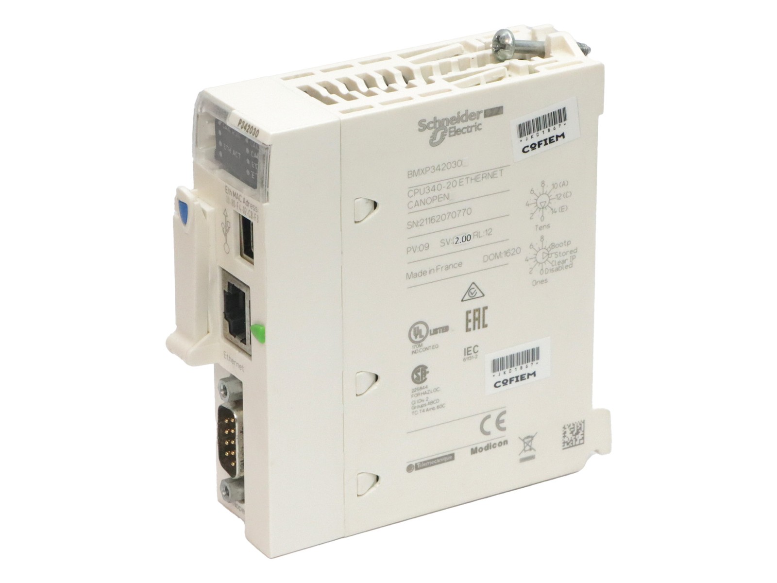 BMXP342030 SCHNEIDER ELECTRIC MODICON X80 MODICON M340 PROCESSEUR 1024 E/S TOR 2