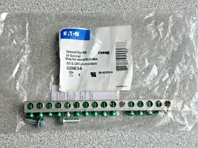 NEW Eaton GBK14 Cutler Hammer 14 Terminal Ground Bar Type CH & BR Loadcenters
