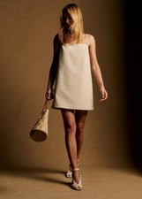 Sezane Josiana Chestnut Checkered Gingham Cotton Mini Dress FR 40 US 8