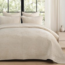 Luxury Velvet Quilt Set King Size 3PCS Ultra Soft Quilted Comforter