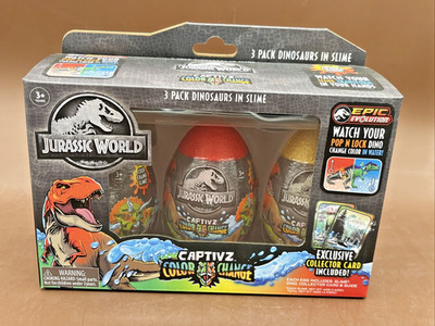 Jurassic World Captivz Color Change Dinosaurs in Slime 3 Eggs New Unopened