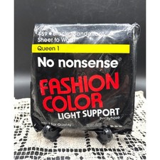 No Nonsense Fashion Pantyhose 284 Black Sandalfoot Sz Queen 1 Vintage NOS 1990