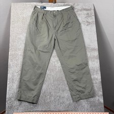 Polo Ralph Lauren Andrew Pant Mens 36x29 Olive Green Pleated Chino Cotton Twill