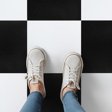 Asstinous 40-Pack Black And White Checkered Peel And Stick Floor Tiles, 12 x 12