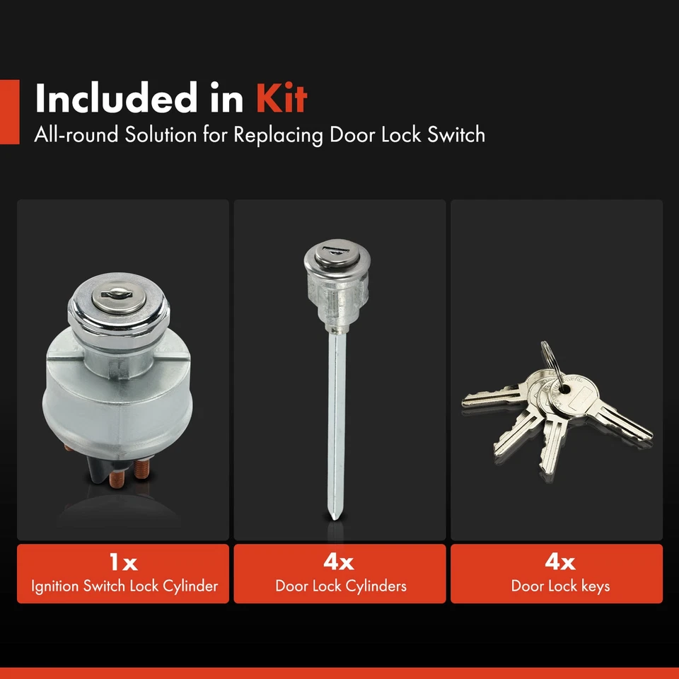 Juego de 5 cilindros de cerradura de puerta para camión Mack serie R 1966 1967-2005 con 4 llaves Foto 4 de 4