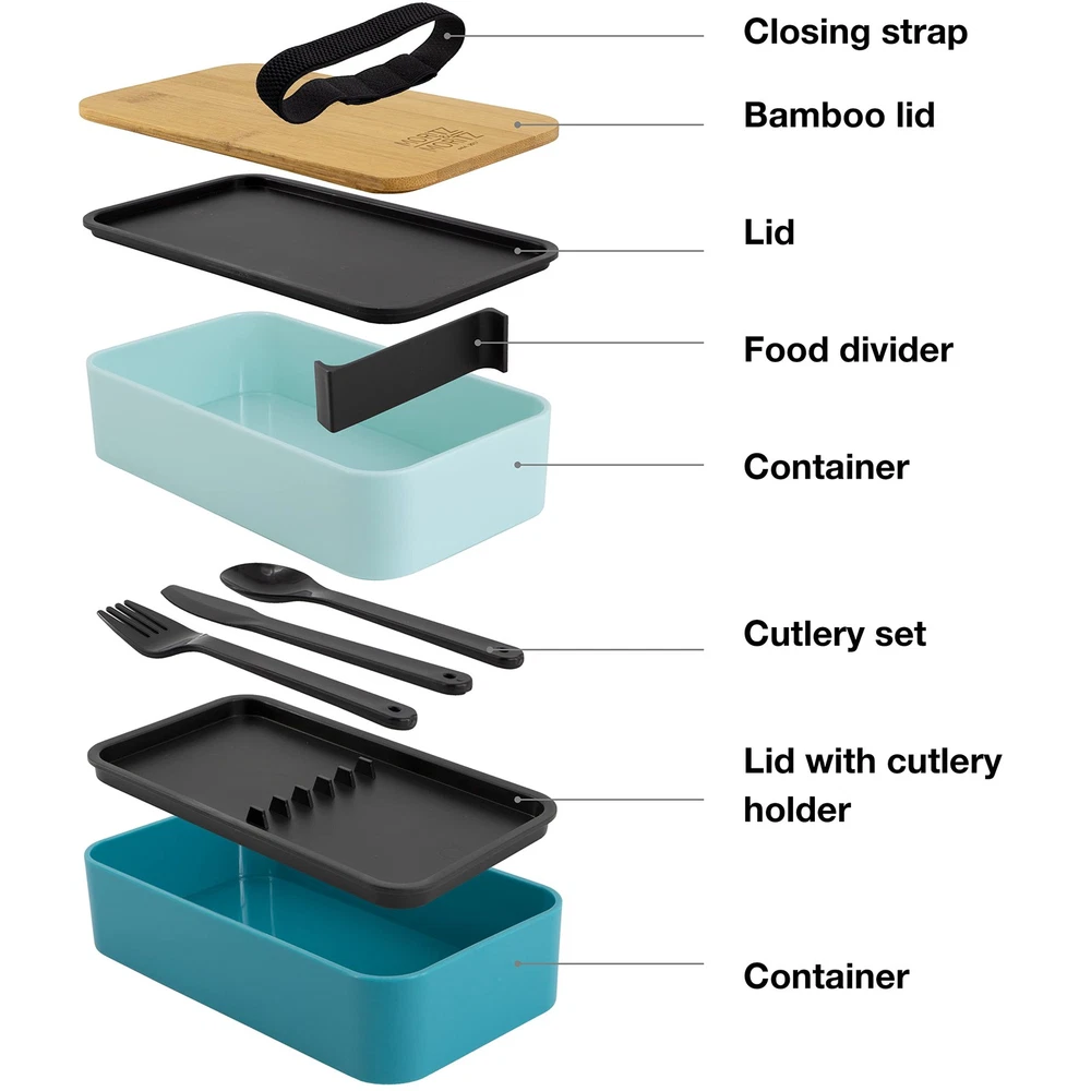 Colorful Bento Lunch Box With Compartments in Blue Colorful Bento Lunch Box With Compartments in Blue