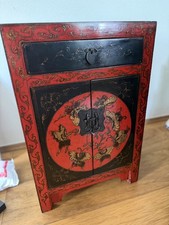 chińska komoda kredens 1 szuflada 2 drzwi malowane na czarno model 2