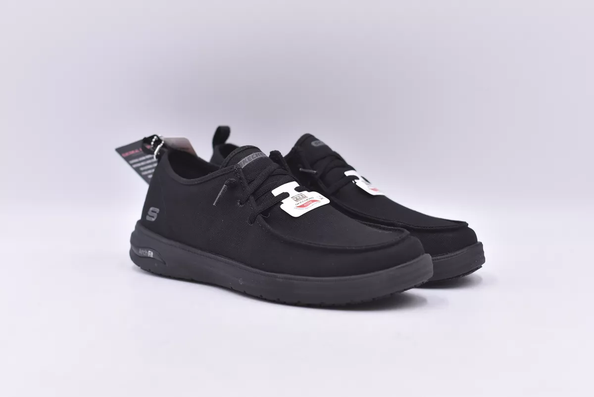 Men s Skechers Work Arch Fit Melo Slip Resistant Shoes Black