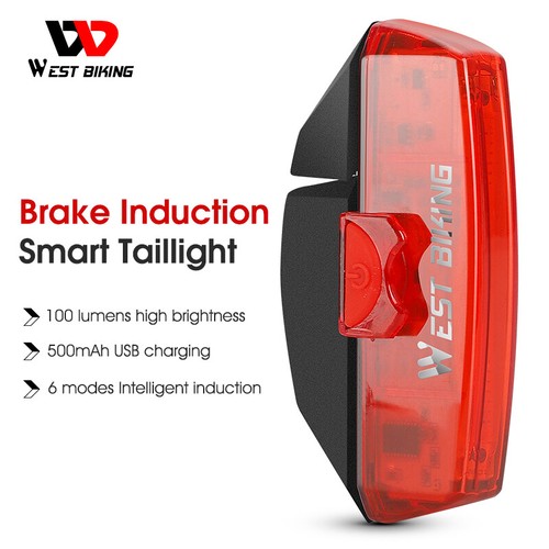 WEST BIKING Smart Brake Sensing Taillight USB Charging Cycling Bike Rear Light - Picture 1 of 13