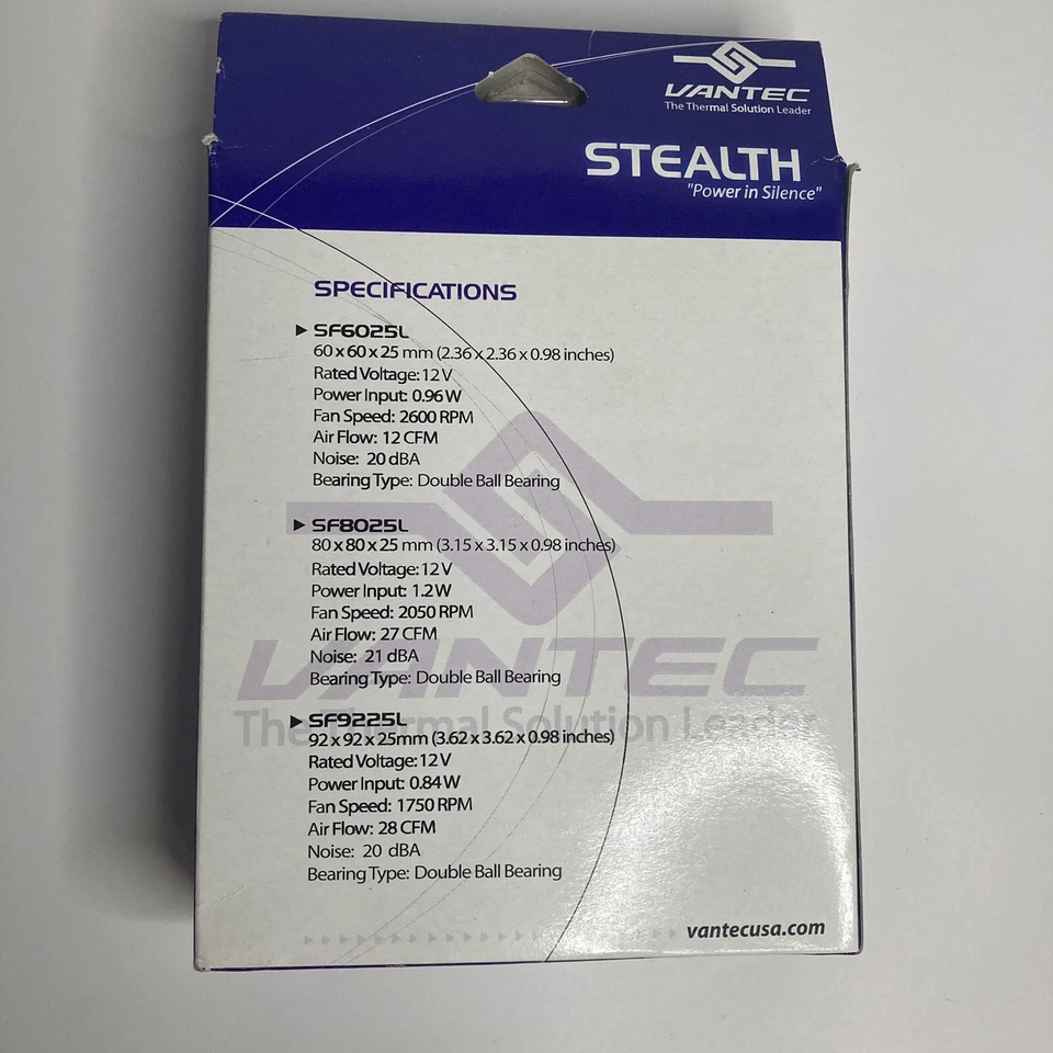VANTEC 80MM 2050 RPM Stealth Double Ball Bearing Fan - Black - # SF8025L - Image 2 of 2