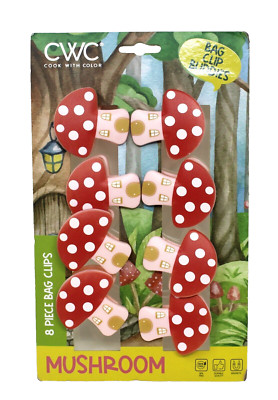 CWC 8 Piece Mushroom Magnetic Bag Clip Buddies Clips Mushrooms Cook w ...