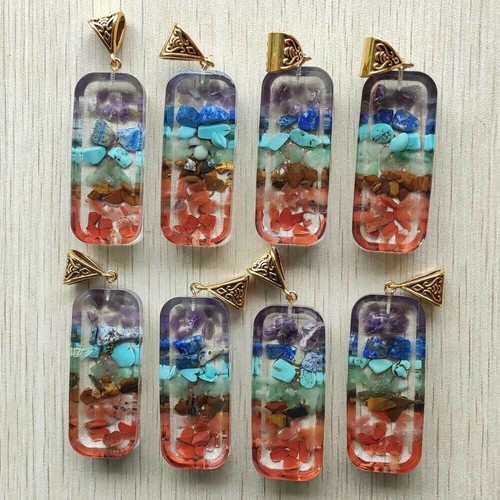 Reiki Healing Chakra Meditation Natural Stone 7 Colors Pillar Pendants10pcs/lot - 第 3/4 張圖片