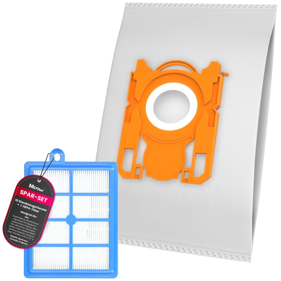MCFILTER 10 Staubsaugerbeutel + 1 HEPA Filter für Philips Performer FC9150 - FC9179