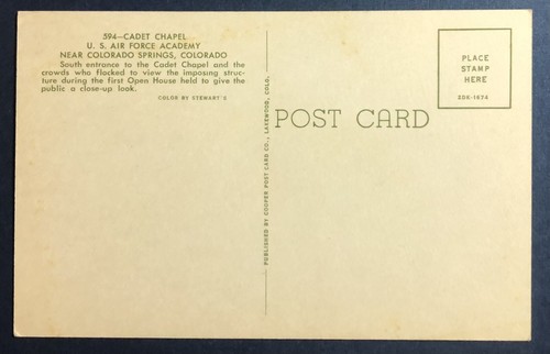 Postcards x4 US Air Force Academy Aerial View Cadel Chapel Color Guard c1960s - Picture 8 of 10