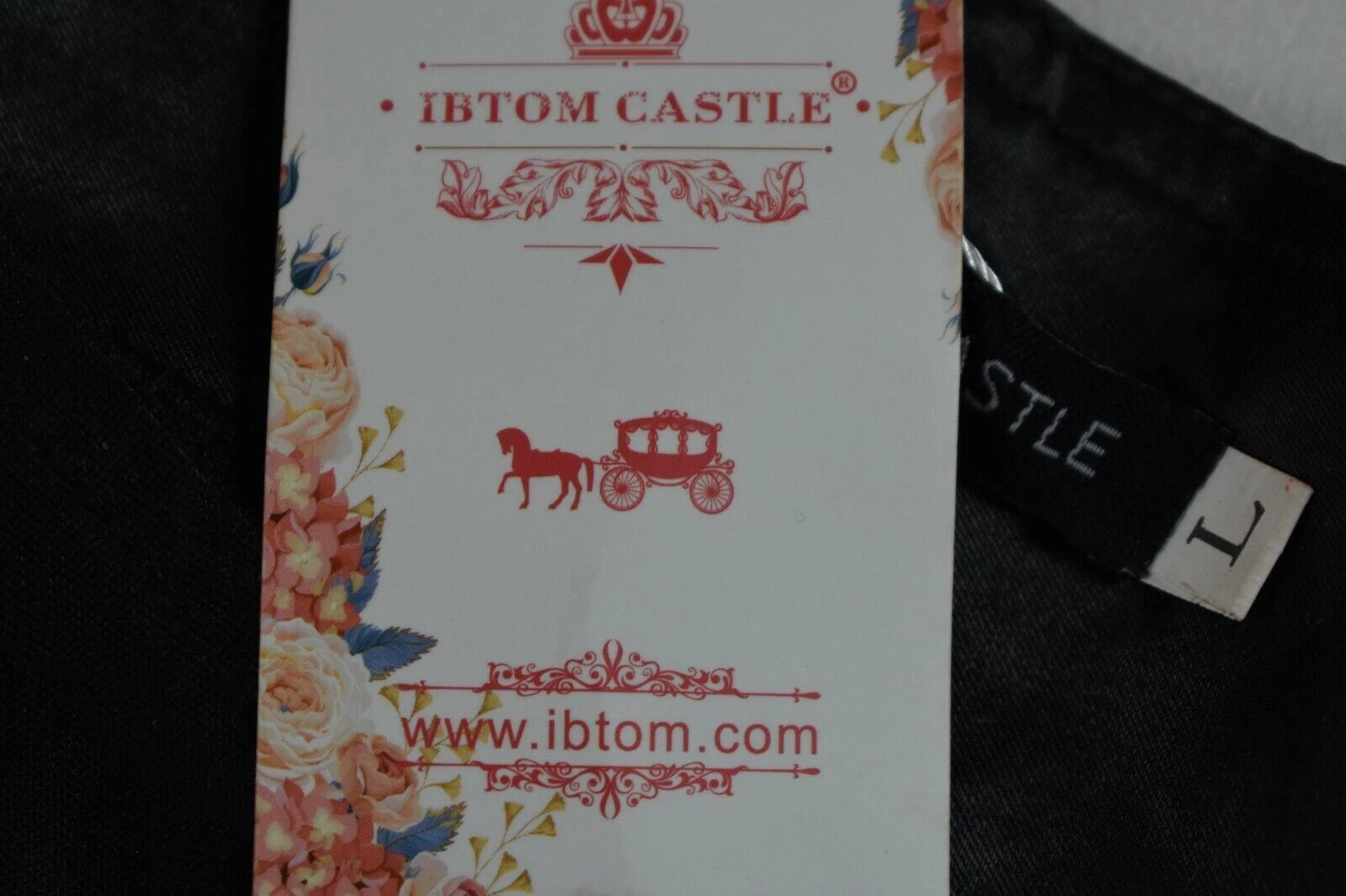 Abito a tracolla IBTOM CASTLE da donna nero e rose in pizzo anni '50 San Valentino L