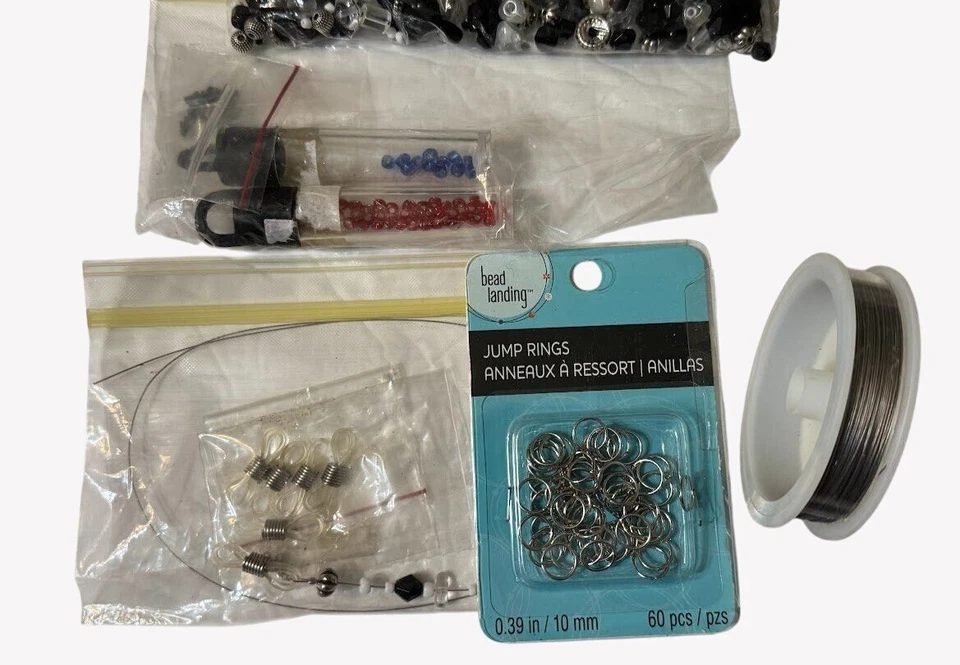 Paquete de suministros de cuentas para hacer joyas anillos de salto cuentas de semillas de alambre filamento de mezcla Foto 3 de 4