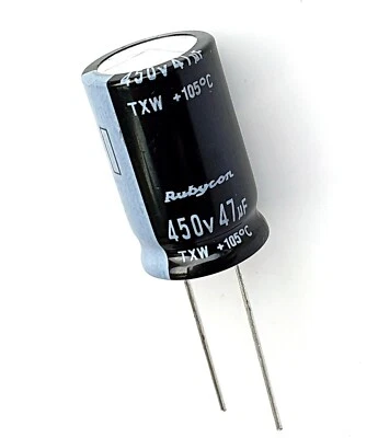 47uF 450v, Rubycon (JAPAN) TXW, 105°C Electrolytic Capacitor –ref:xA56