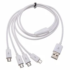 Herfair Micro USB Splitter - 4 in 1 Micro USB White Cable - USB 2.0 A Male to...
