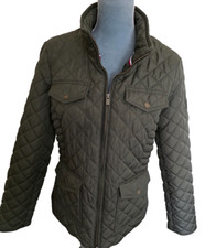 TOMMY HILFIGER Quilted Jacket Women's Medium Army Green MINT