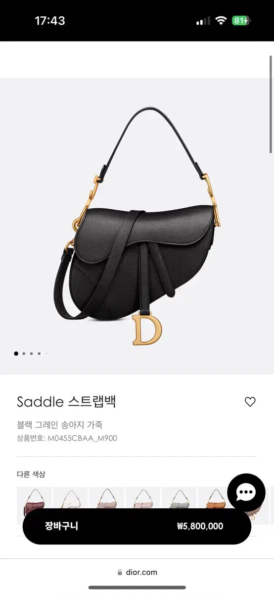 Dior Saddle Strap Bag Black Grain Calfskin Medium | eBay