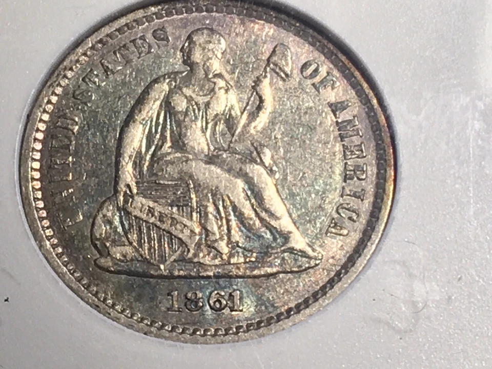 1861/0 Liberty Seated Half Dime ANACS Xf45 BREEN-3102 - Image 3 of 4